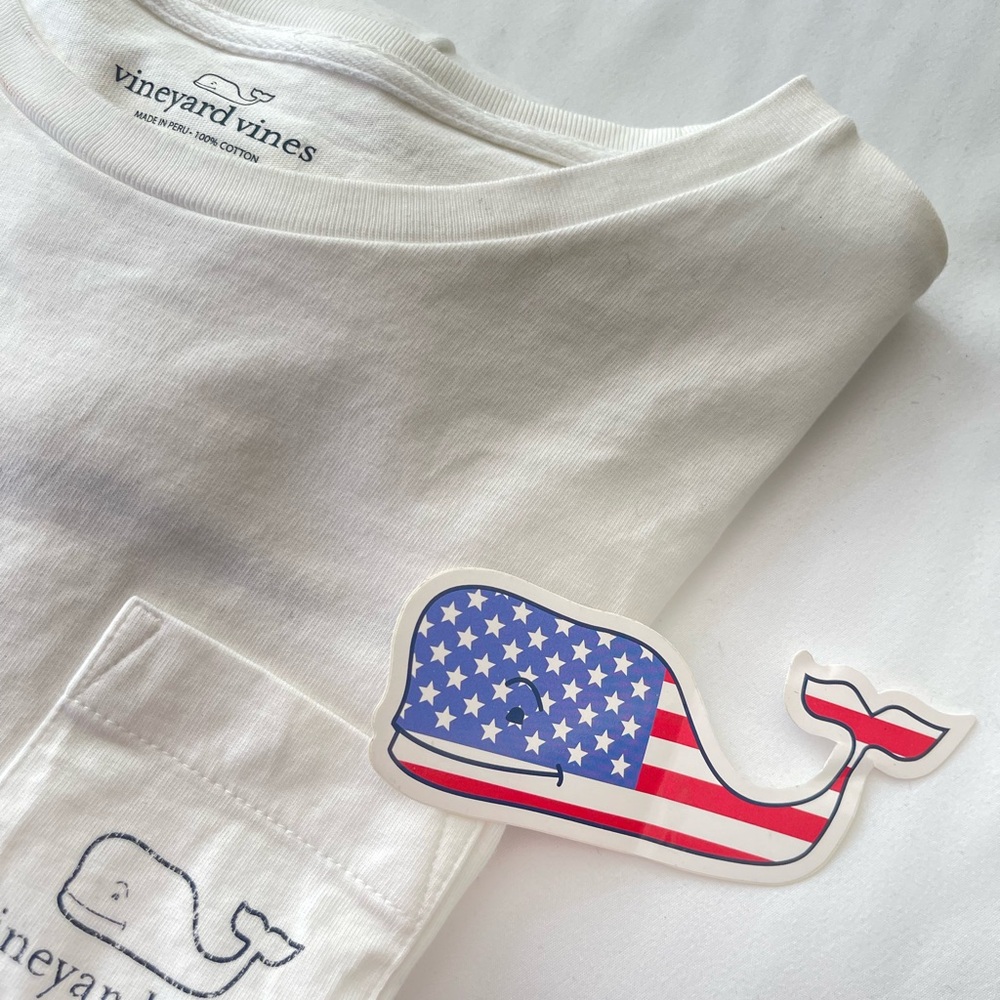 Vineyard Vines Cotton Long Sleeve White T-Shirt & free gift! size Women’s Medium